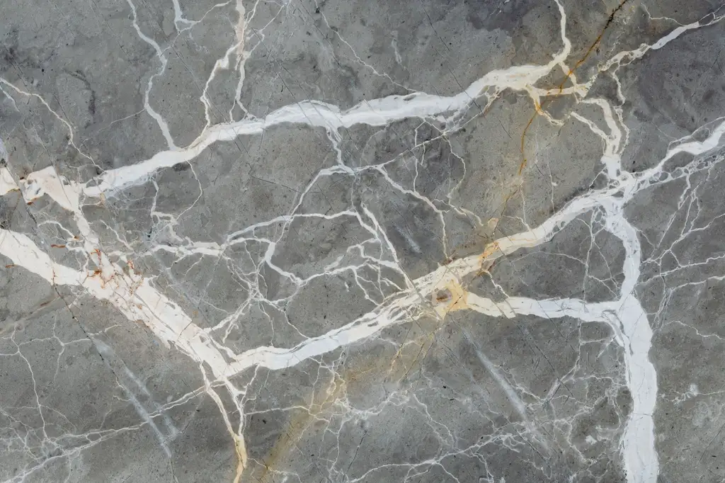 A slab of veined grey marble showing the movement across the stone